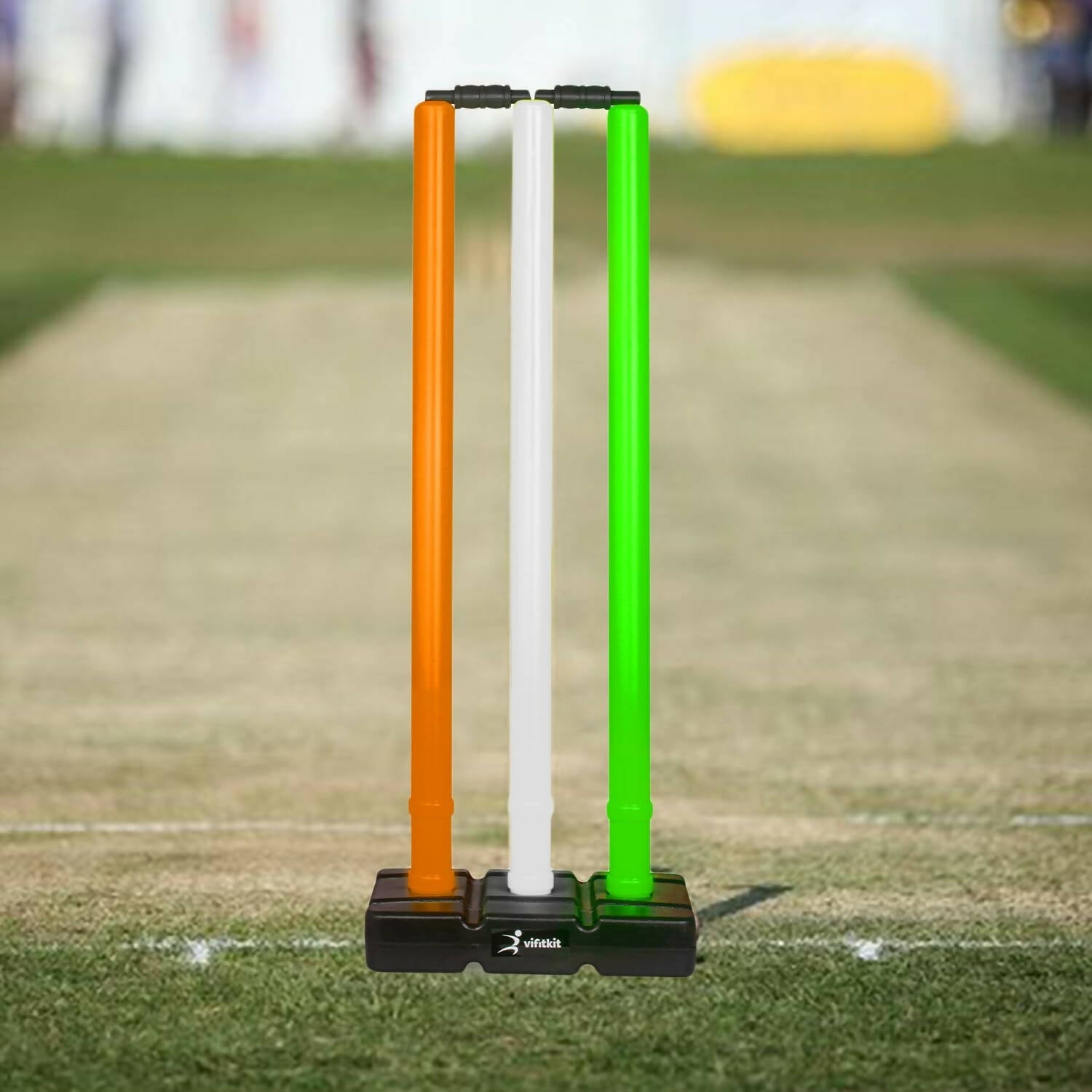 Vifitkit Cricket Stumps with Stand & Bails (Tricolour) - Distacart