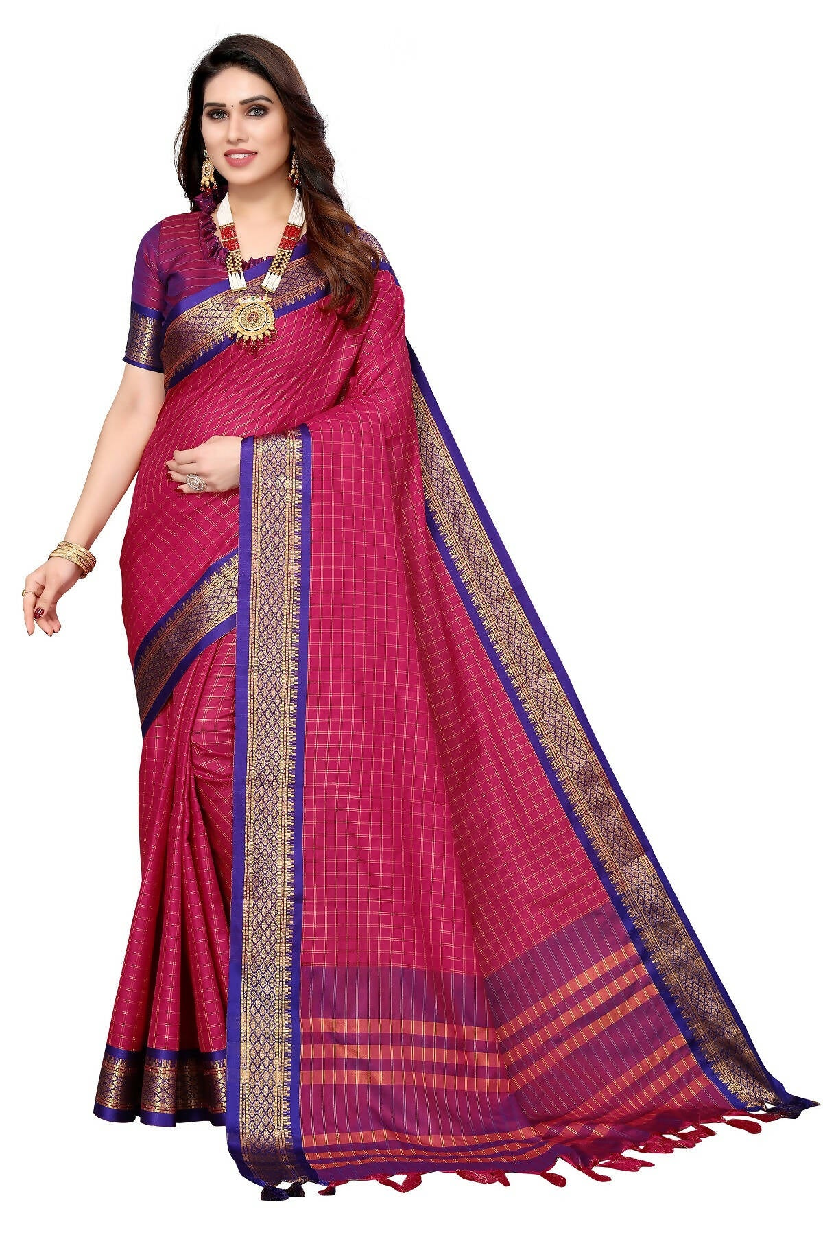 Vamika Weaving Pink Cotton Silk Saree (BHAVINI PINK) - Distacart