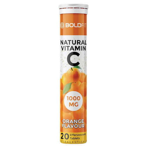 Boldfit Natural Vitamin C 1000mg Effervescent Tablets (Orange Flavor) - Distacart