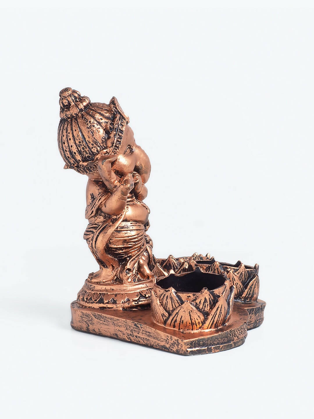 Golden Peacock Brown Ganesha Diya Holder - Distacart