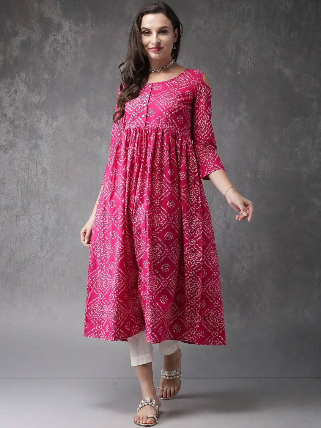 Vamika Pink Cotton Printed Party/Casual Wear Kurti - Distacart