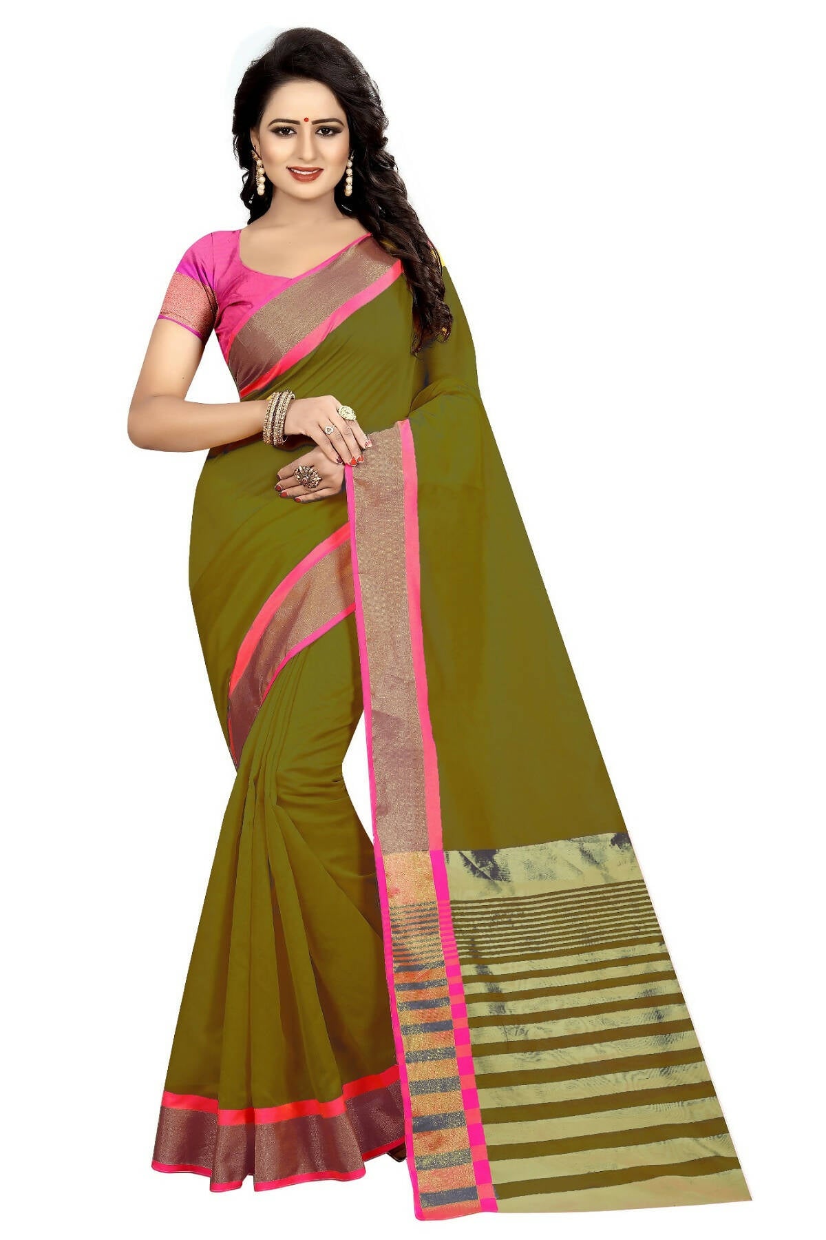 Vamika Weaving Green Cotton Silk Saree (MASTANI WEAVING GREEN) - Distacart