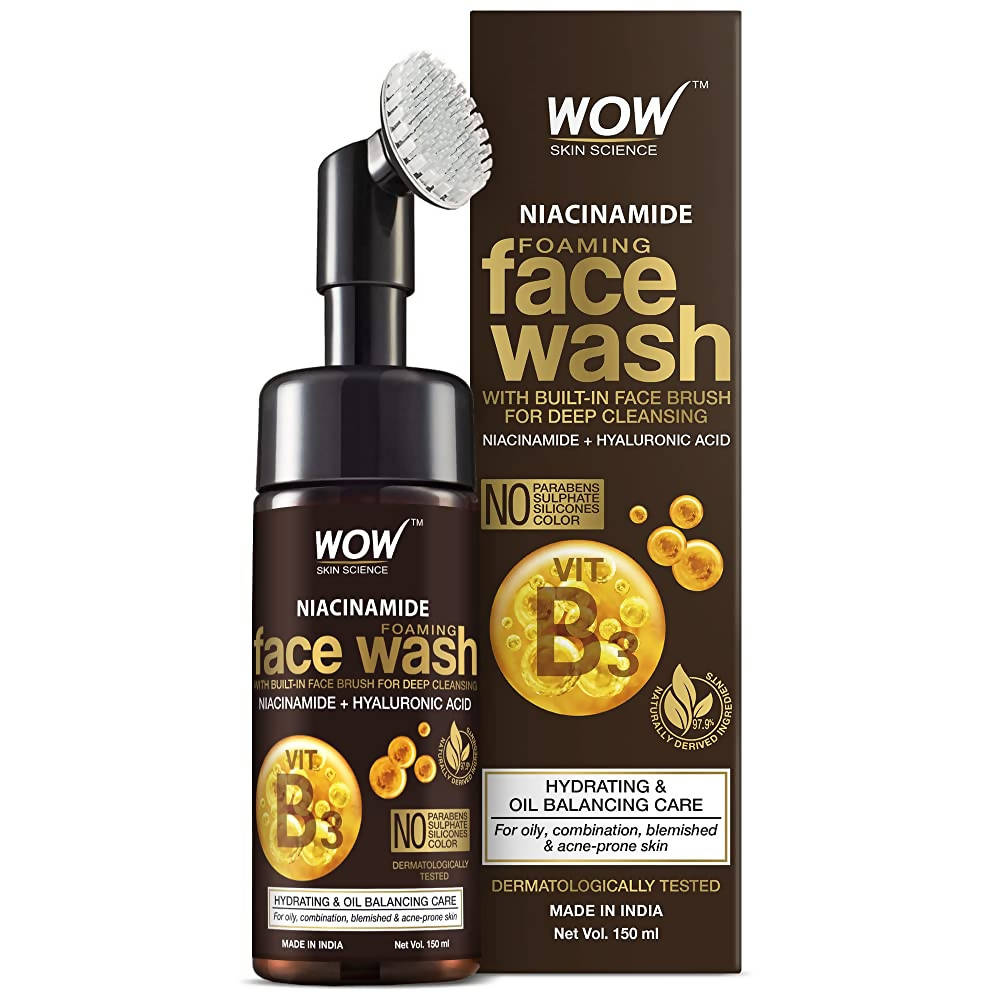 Wow Skin Science Niacinamide Foaming Face Wash With Built-In Brush - Distacart