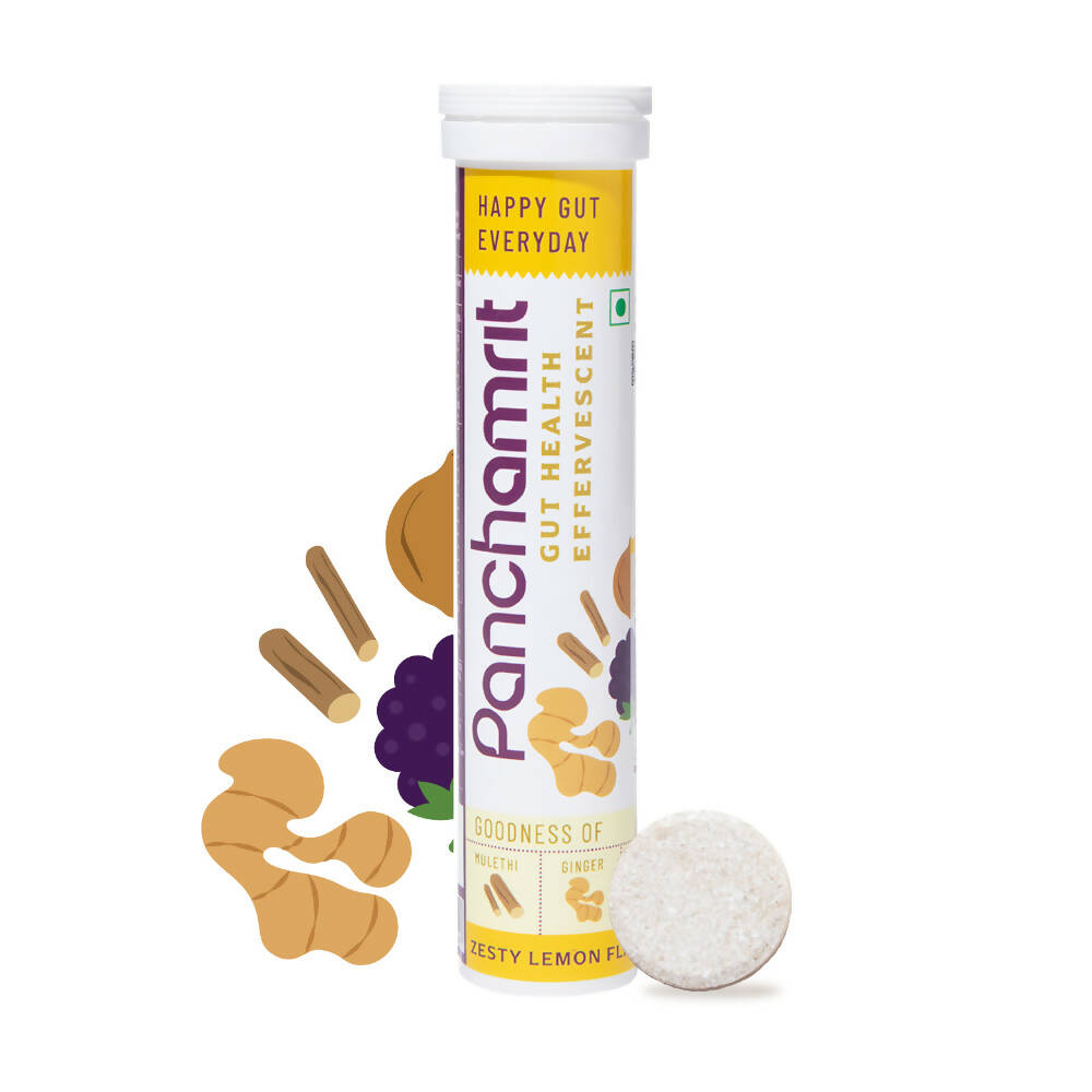 Panchamrit Gut Health Effervescent Tablets-Zest Lemon Flavor - Distacart