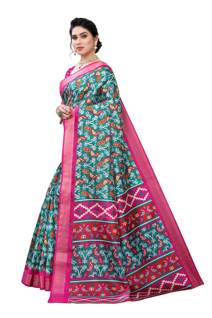Vamika Rama Green Linen Jari Border Saree (JANKI RAMA) - Distacart