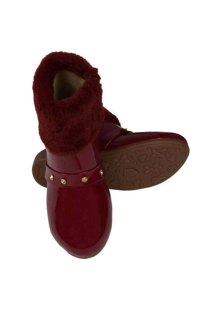 Tiny Bugs Girls Anckle Lenght Boots -Maroon - Distacart