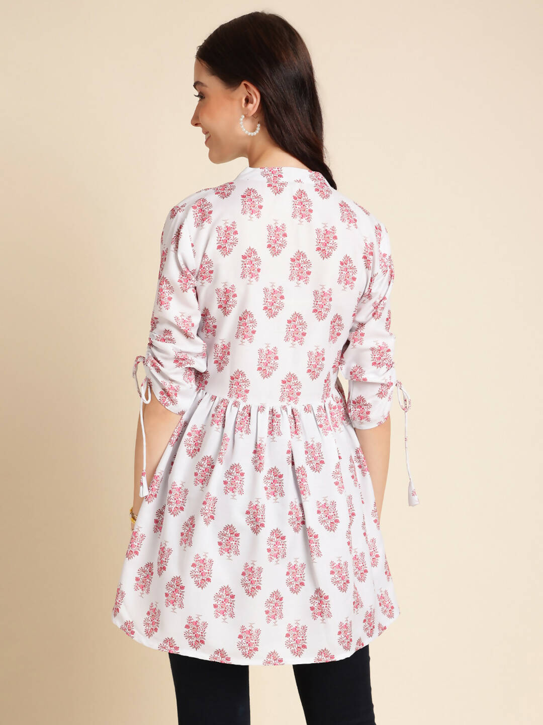 White Poly Rayon Digital Printed A-line Top - Tarini - Distacart