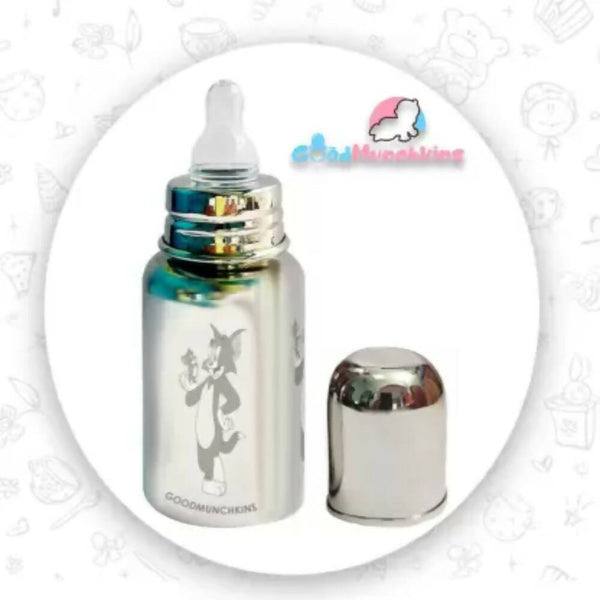 Goodmunchkins Stainless Steel Feeding Rustfree Bottle with 2 Anti Colic Silicone Nipple For Kids 150ml - Distacart