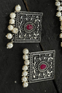 Thumbnail for Mominos Fashion Johar Kamal Statement Silver-Plated Brass Finish Kundan/Pearls Choker For Women (Multi) - Distacart