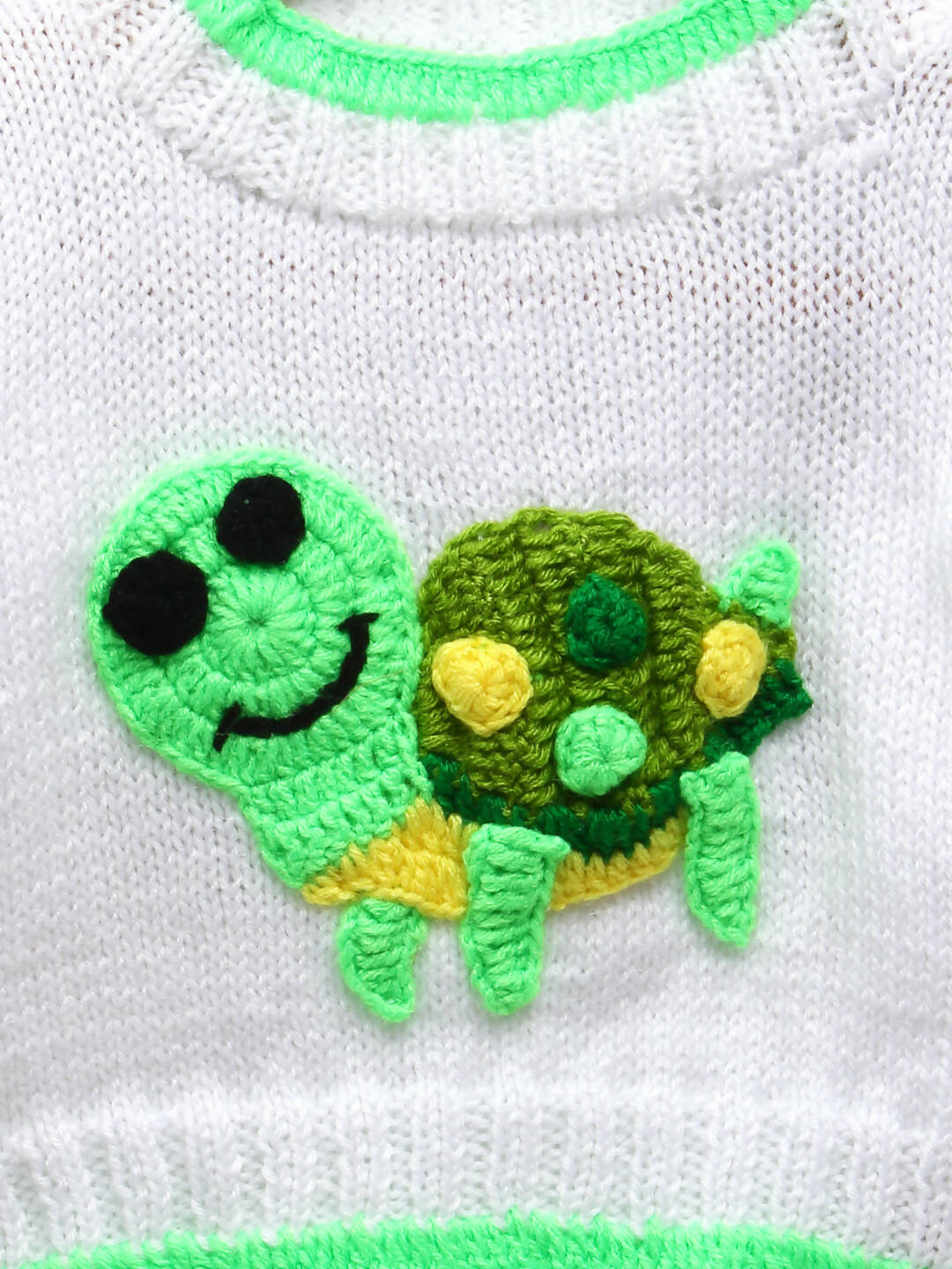 Chutput Kids Woollen Hand Knitted Turtle Design Sweater For Baby Boys - White - Distacart