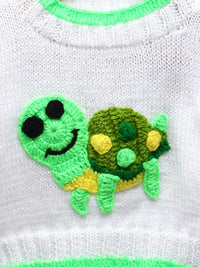 Thumbnail for Chutput Kids Woollen Hand Knitted Turtle Design Sweater For Baby Boys - White - Distacart