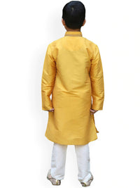Thumbnail for Manyavar Boys Mustard Yellow Solid Kurta Set - Distacart