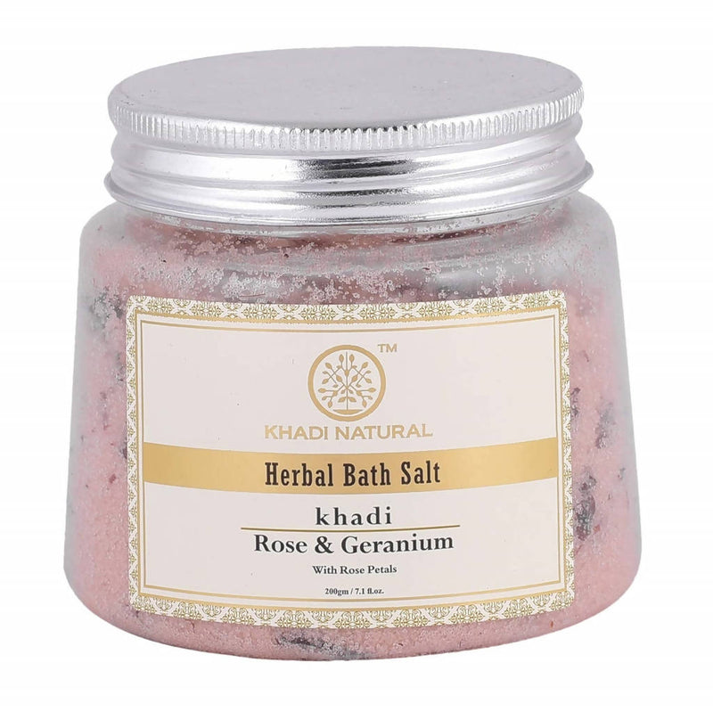 Khadi Natural Rose &amp; Geranium With Rose Petals Bath Salt