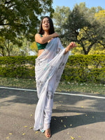 Thumbnail for Vamsee Grey Chiffon Designer Saree - Distacart