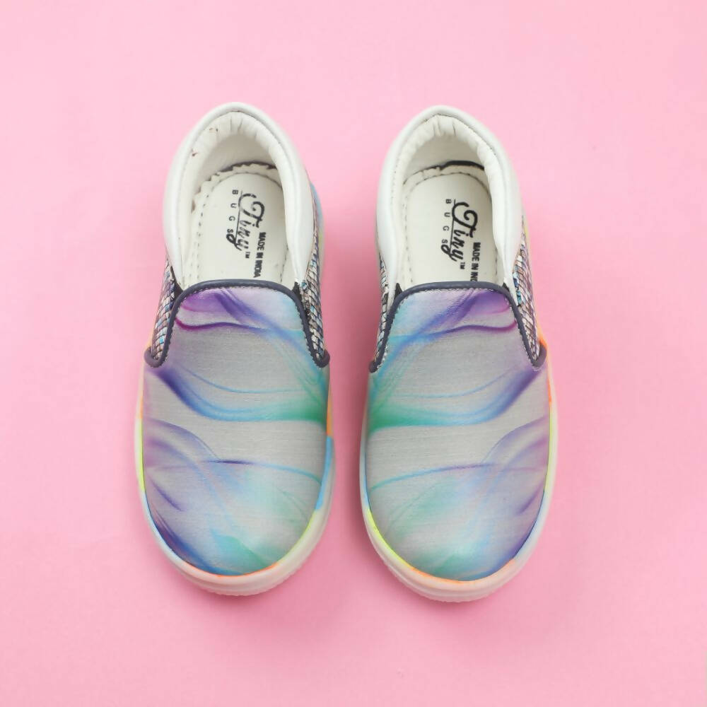 Tiny Bugs Unisex Sea Printed Slip Ons Sneakers - Grey - Distacart
