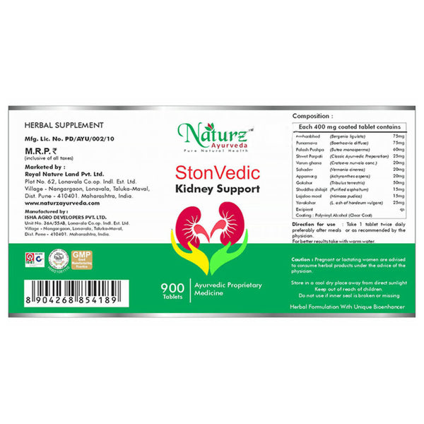 Naturz Ayurveda Stonevedic Kidney Support Tablets - Distacart