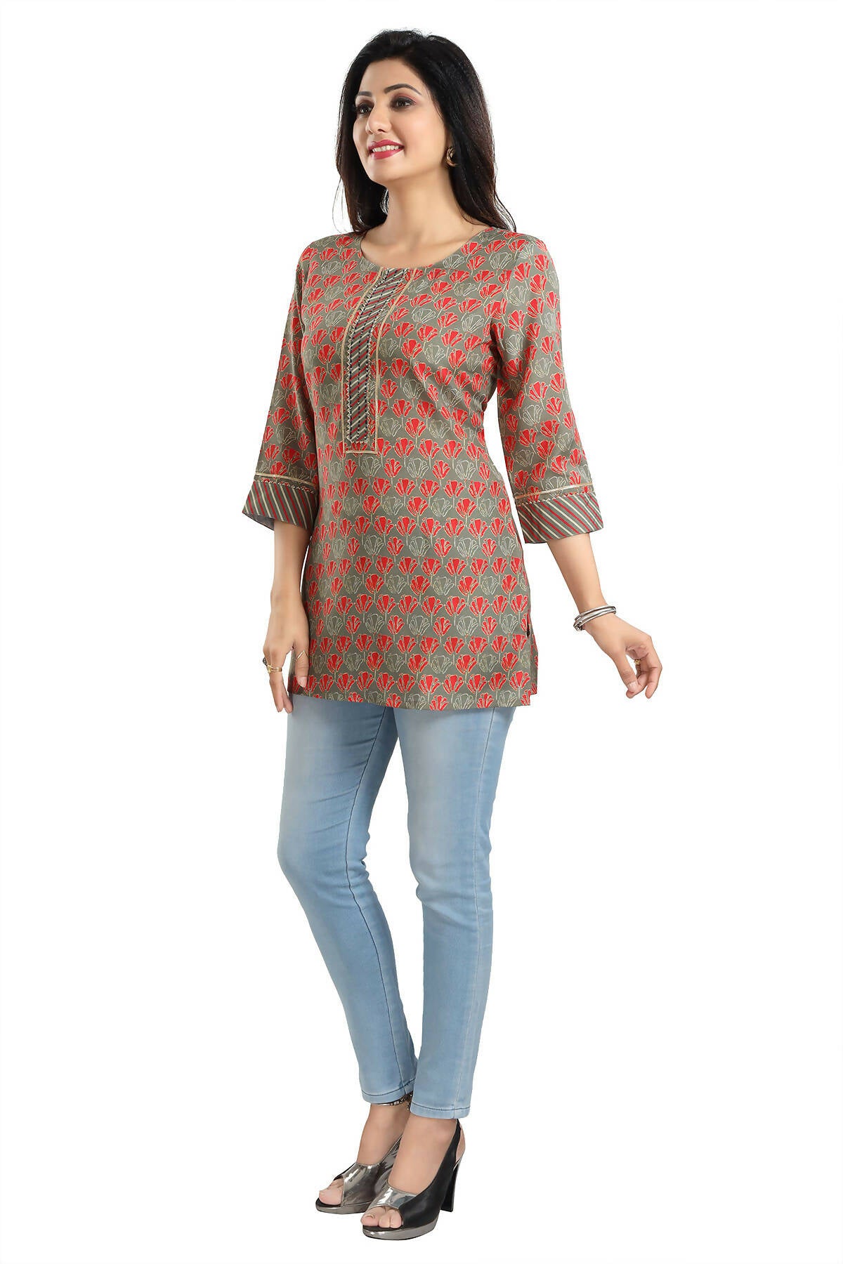 Snehal Creations Pleasant Pista Green Rayon Short Kurti Tunic Top - Distacart