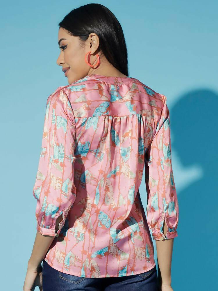 Myshka Women Multi Floral V-Neck Regular Sleeves Polyester Top - Distacart