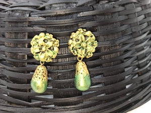 Terracotta Flower Stud With Waterdrop Earrings