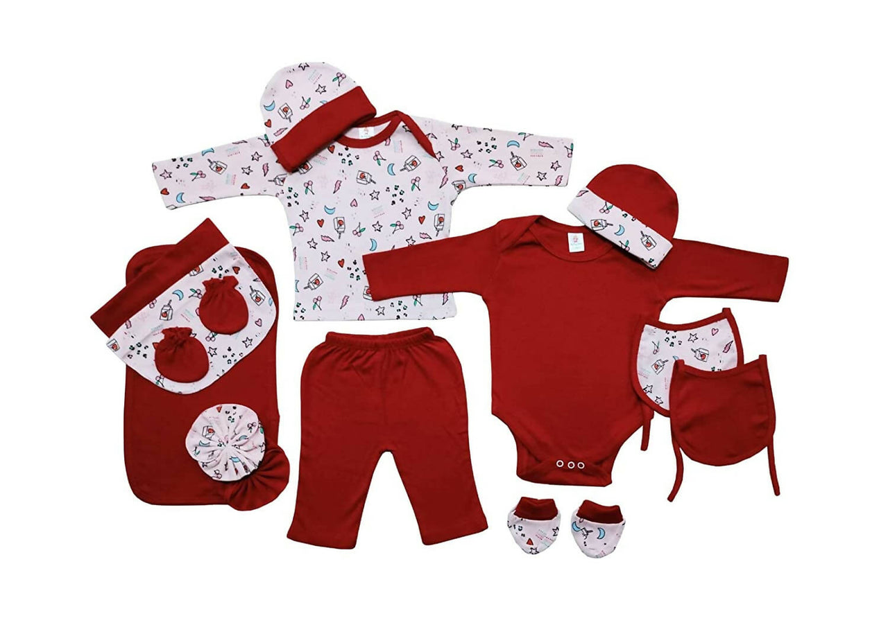 My Tiny Wear Full Sleeves New Born Baby Gift Set - Red - Distacart