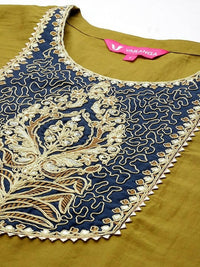 Thumbnail for Varanga Ethnic Motifs Zari Embroidered Regular Kurta with Trousers & Dupatta - Distacart