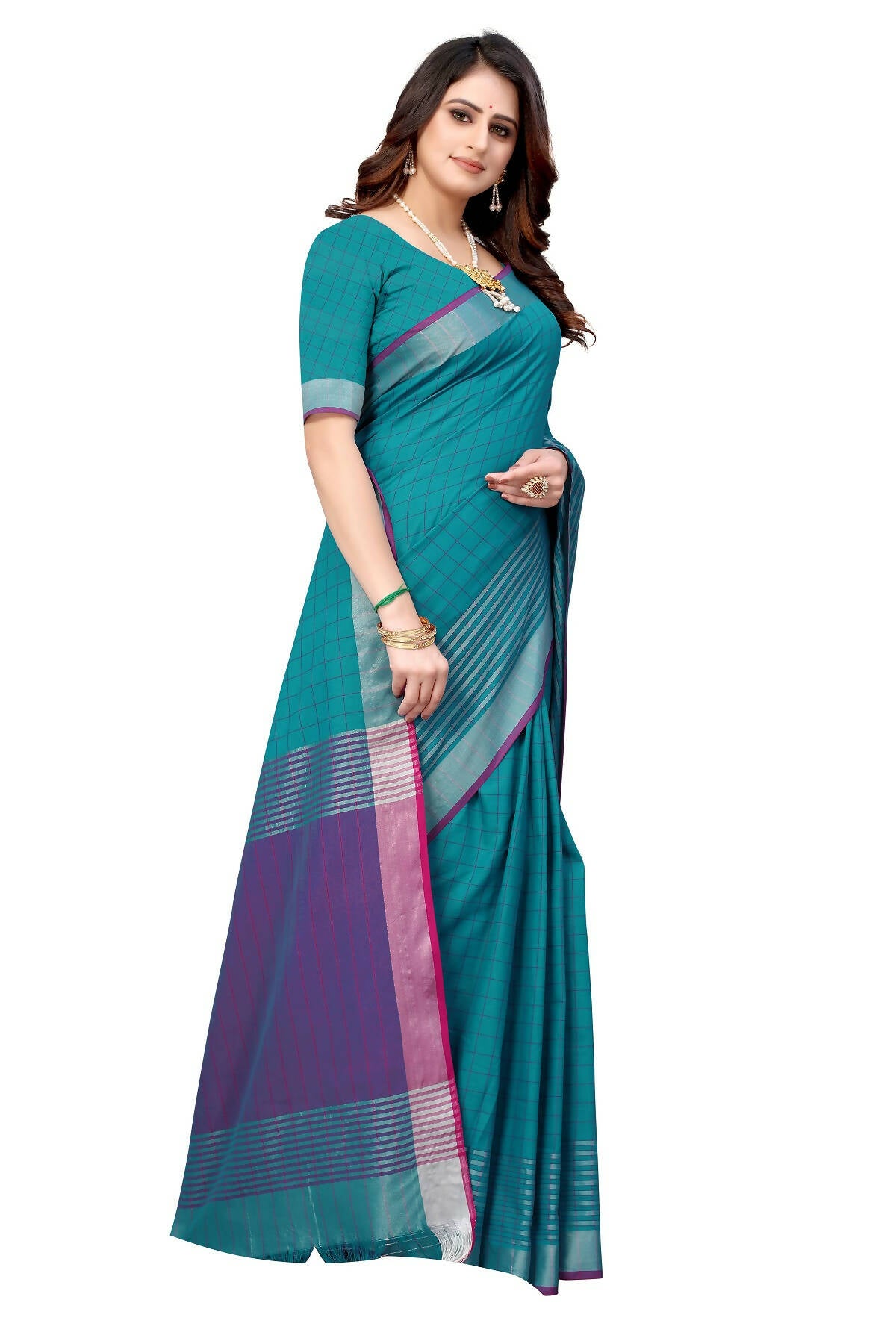 Vamika Blue Cotton Silk Saree - Distacart