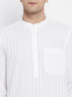 Thumbnail for Even Apparels White Pure Cotton Men Kurta With Band Collar - Distacart