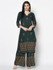 Aniyah Rayon Bottle Green Block Print Straight Kurta (AN-218K)