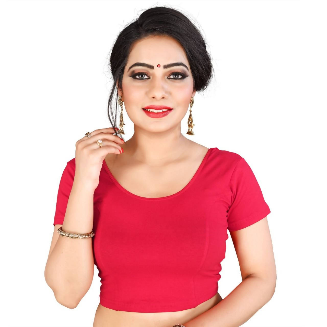Vamika Pink Lycra Plain Blouse For Women - Distacart