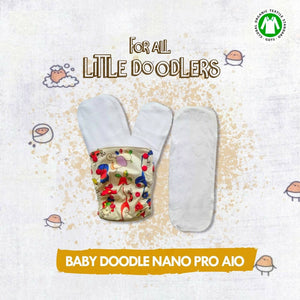 Kindermum Nano Pro Aio Cloth Diaper (With 2 Organic Inserts And Power Booster)-Baby Doodle For Kids - Distacart