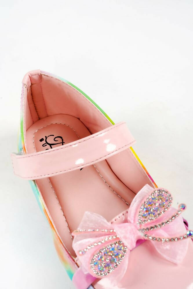 Tiny Bugs Girls Party Wear Velcro Ballerinas - Pink - Distacart