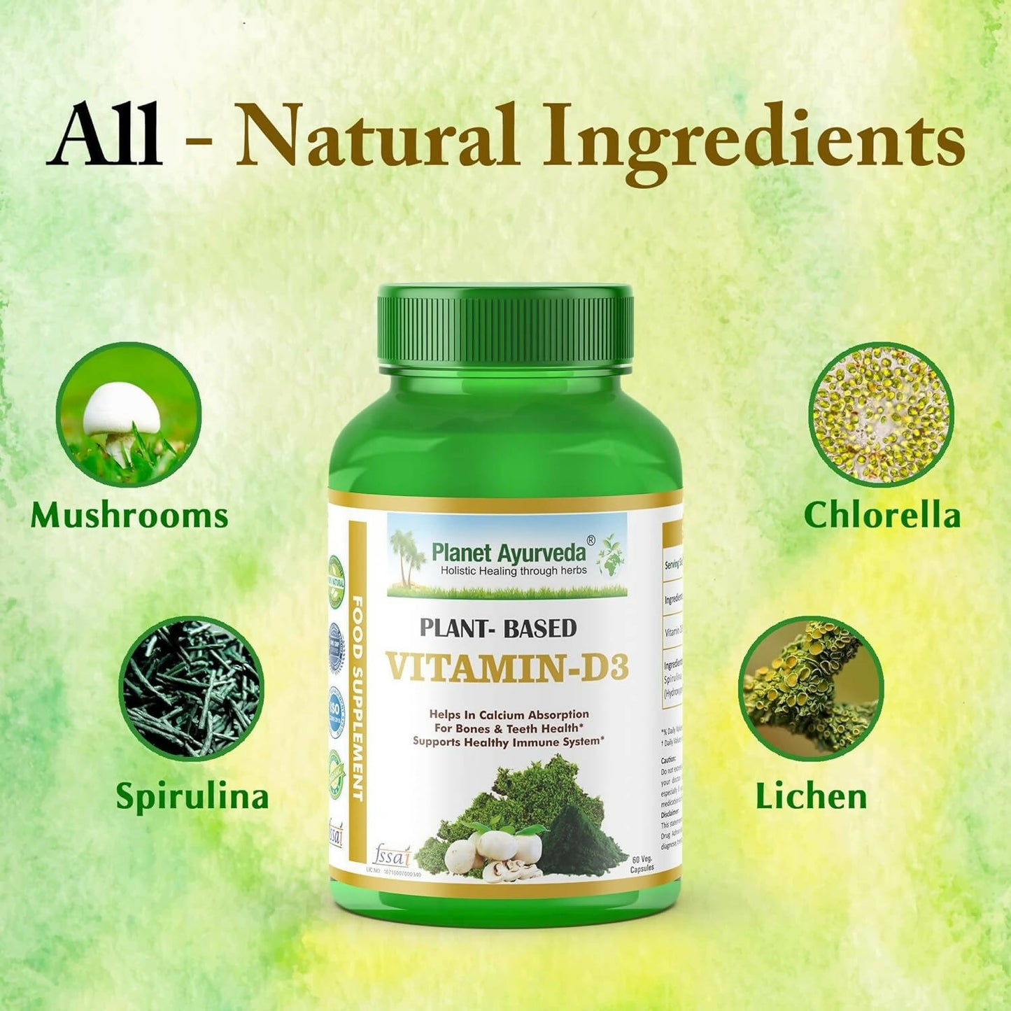 Planet Ayurveda Plant Based Vitamin D3 Capsules - Distacart