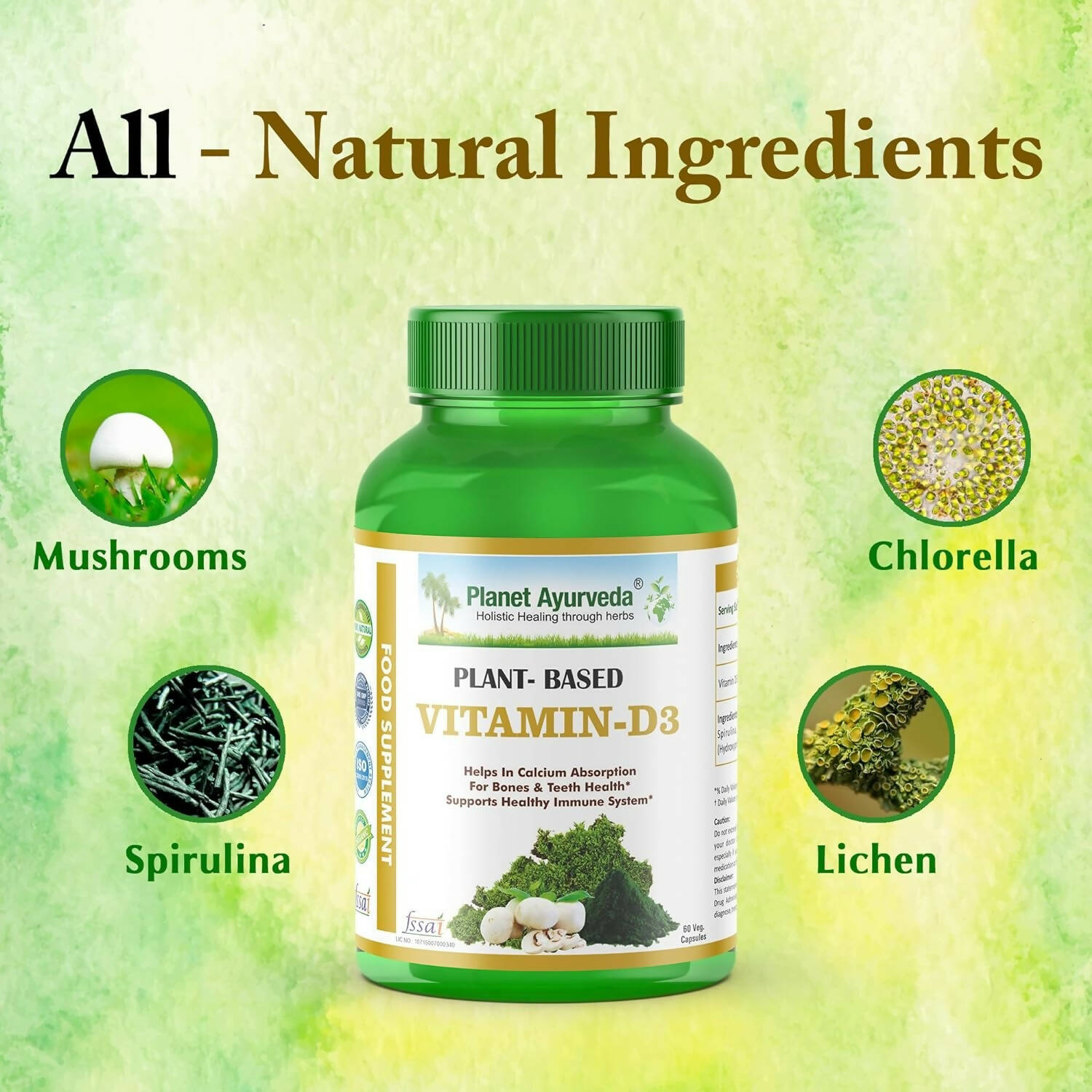 Planet Ayurveda Plant Based Vitamin D3 Capsules - Distacart