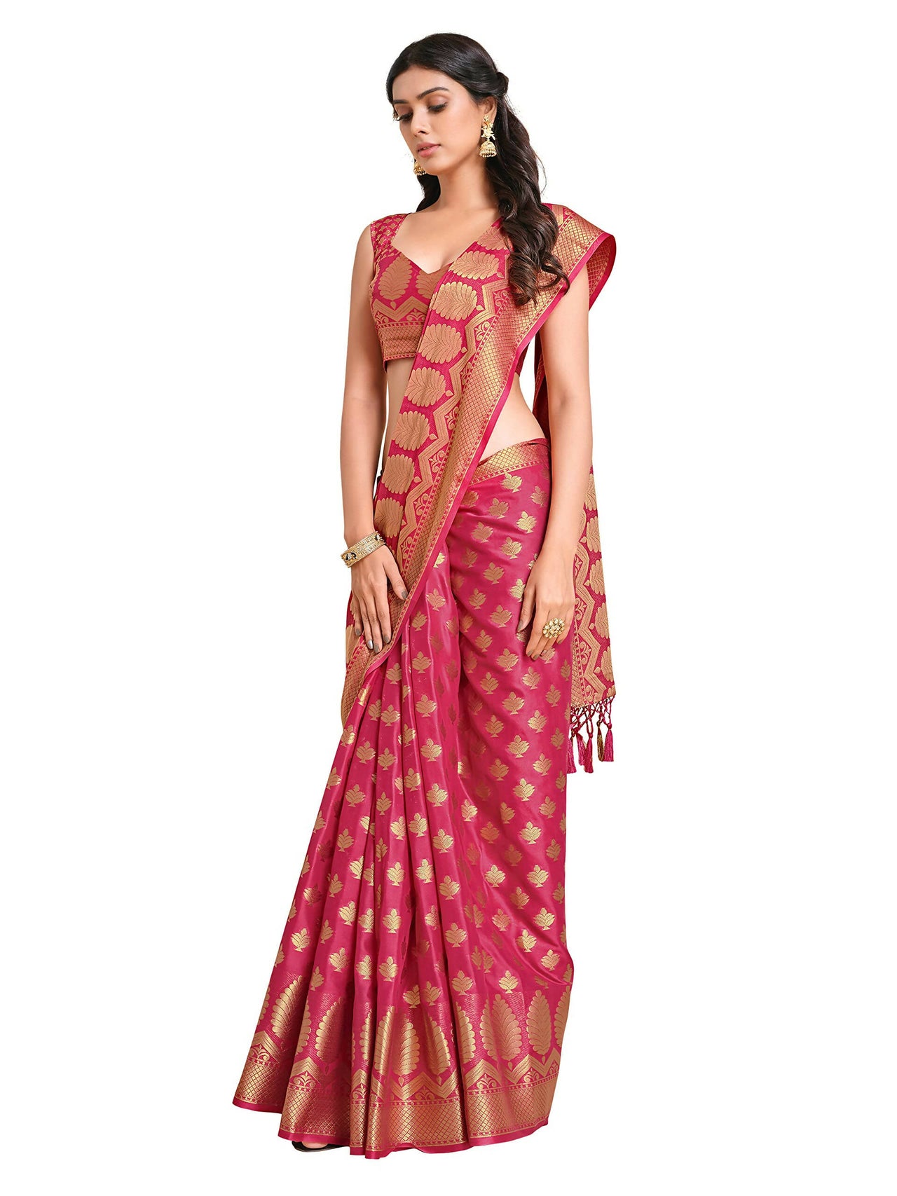 Mimosa Women's Mysore Silk Pink Saree - Distacart