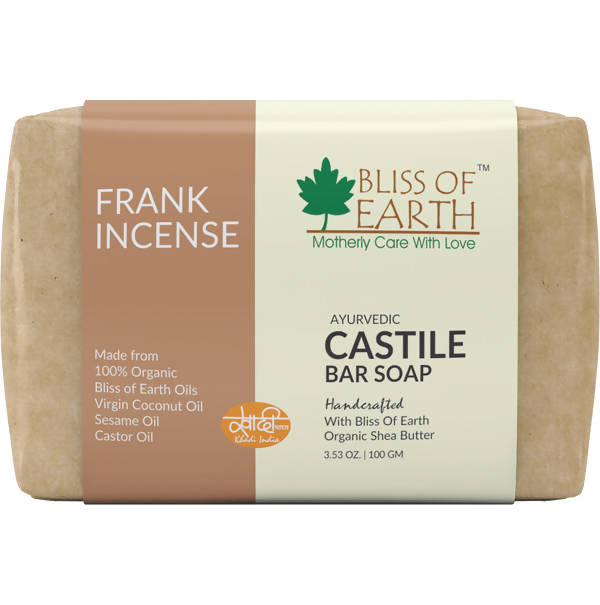 Bliss of Earth Frankincense Ayurvedic Castile Bar Soap - Distacart