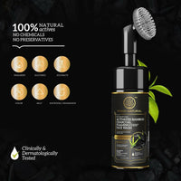 Thumbnail for Khadi Natural Activated Bamboo Charcoal Foaming Face Wash With In- Built Face Brush - Distacart