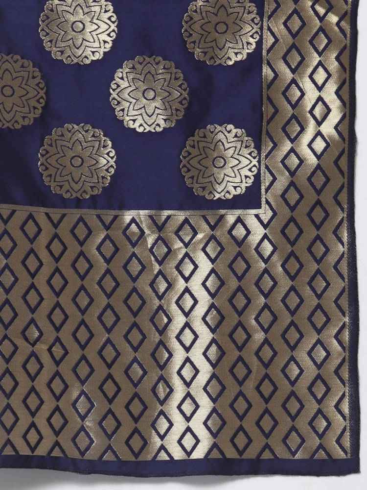 Myshka Blue Color Silk blend Solid Anarkali Gown With Dupatta