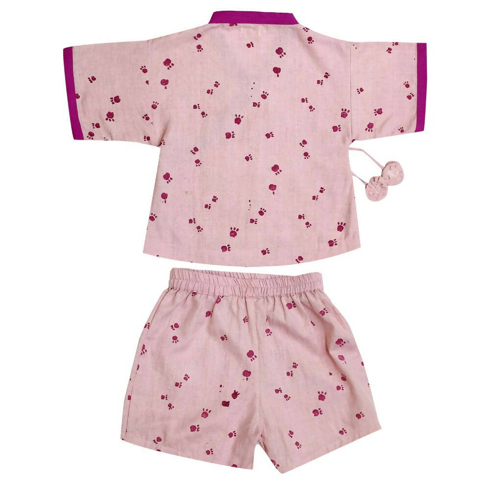 Mhyssa Mufasa Half Sleeve Wrap Style Pink T-shirt With Shorts Set For Kids - Distacart