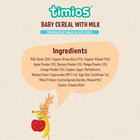 Thumbnail for Timios Organic Rice Wheat Mixed Fruit Baby Cereal Ingredients