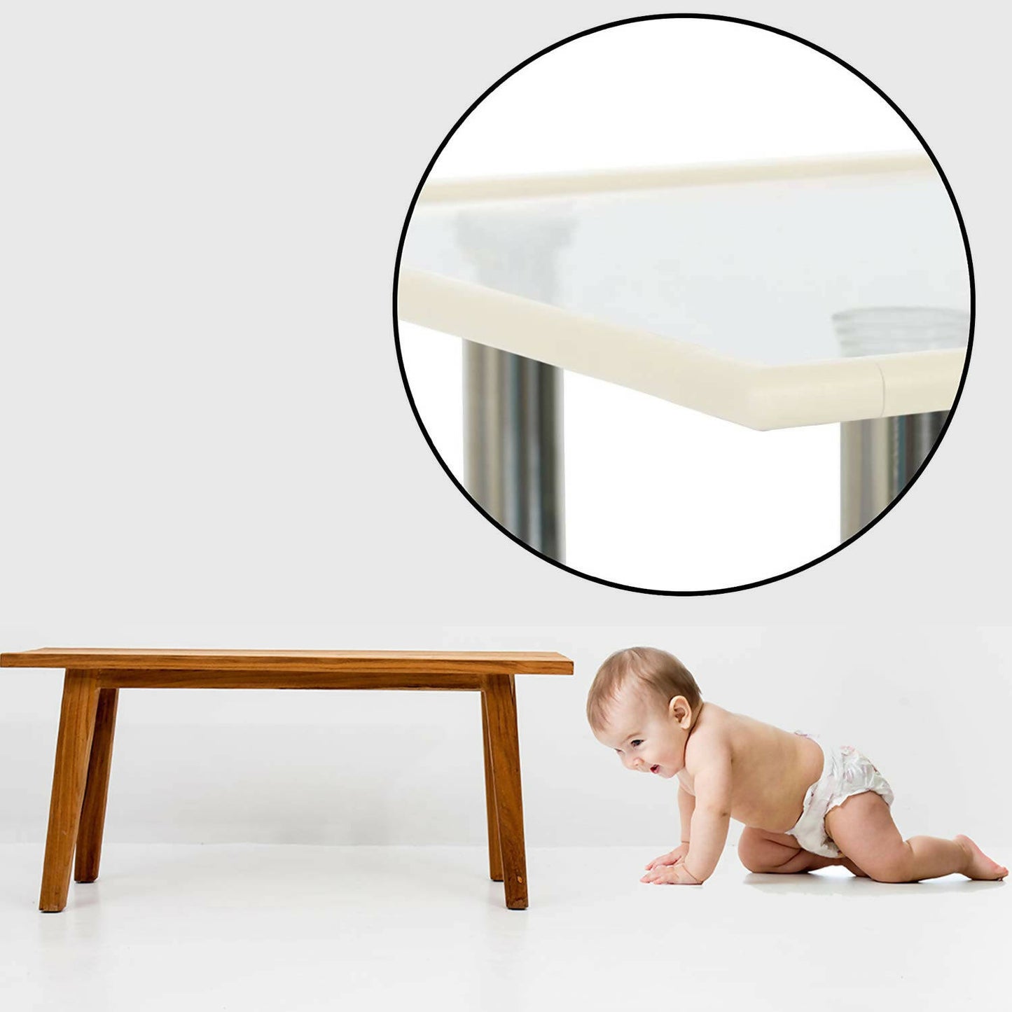 Safe-O-Kid Unique High Density L-Shaped 2 Mtr Long Large Edge Guard Strip- White - Distacart