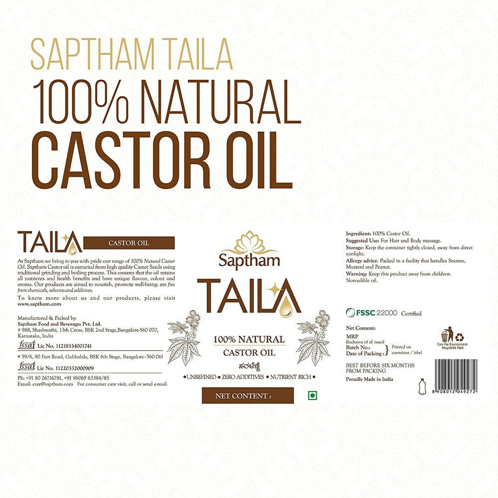 Saptham Taila 100% Natural Castor Oil - Distacart