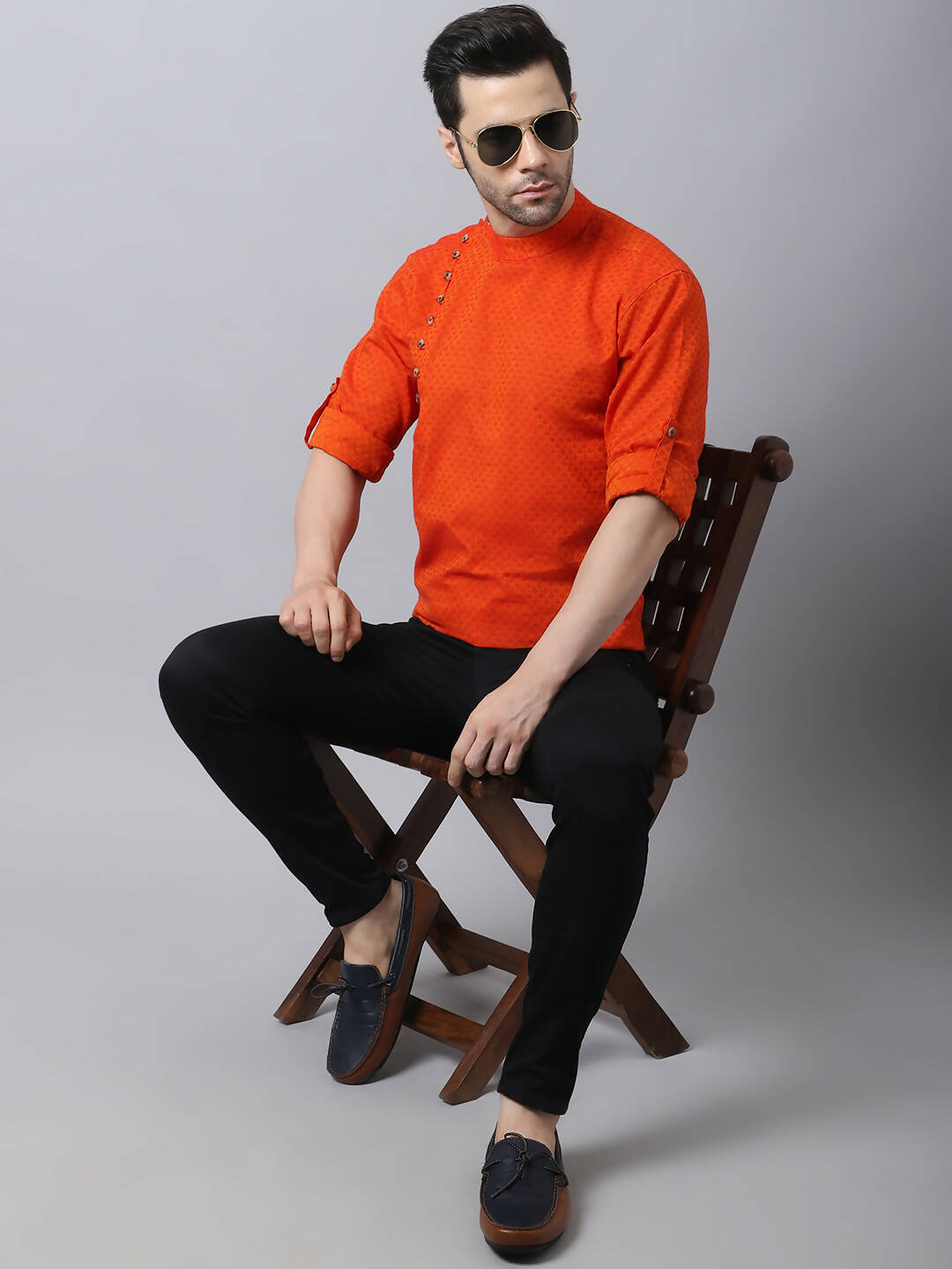 Even Apparels Orange Pure Cotton Kurta With Side Placket - Distacart