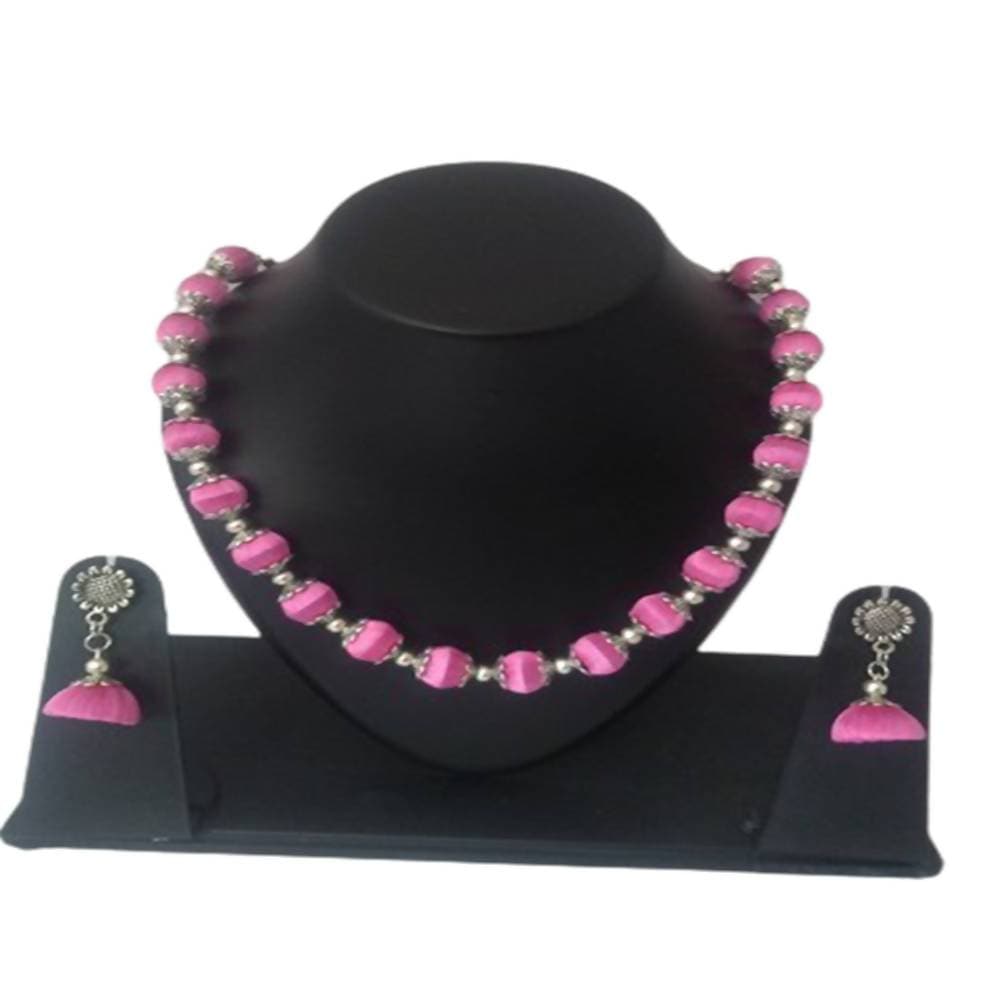Kundan HandiKrafts Pink Silk Thread Necklace Set - Distacart