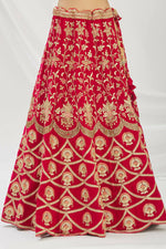 Thumbnail for Red Velvet Semi-Stitched Wedding Bridal Lehenga - Nimaya - Distacart