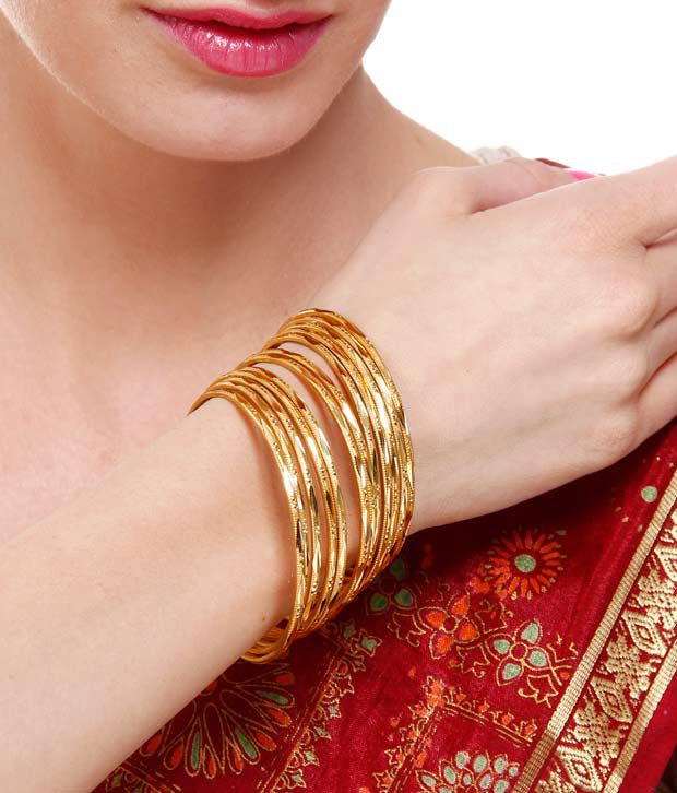 Buy Gold Plated Alloy Set Of 12 Thin Gold Plated Bangles The Pari Online at Best Price Distacart