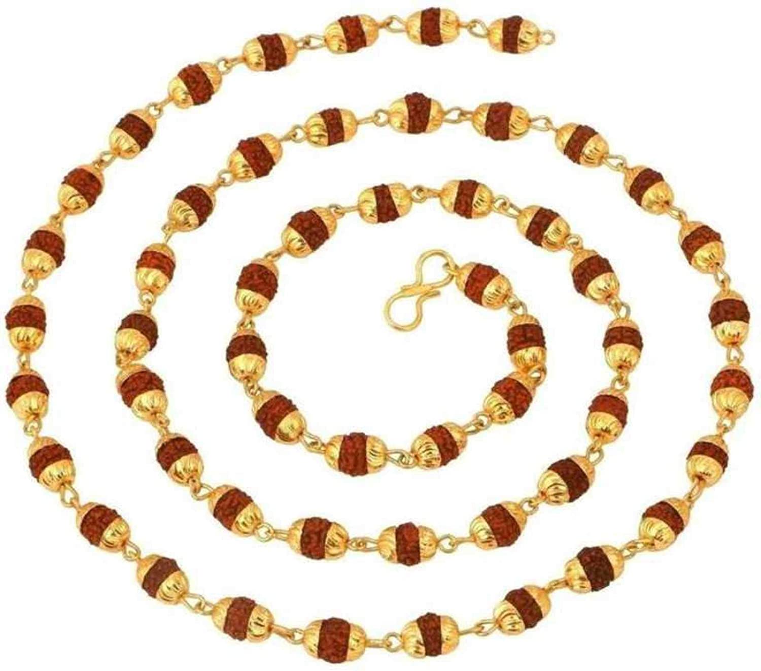 Gold-Plated Alloy Rudraksh And Metal Cap Chain - The Pari - Distacart