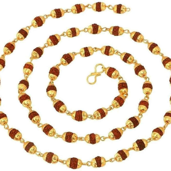 Gold-Plated Alloy Rudraksh And Metal Cap Chain - The Pari - Distacart