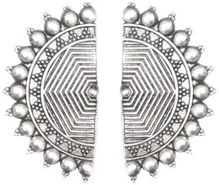 Silver-Plated Alloy Oxidised Designer Half Moon Earrings - The Pari - Distacart