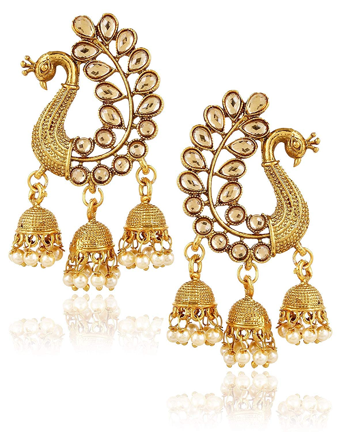 Gold-Plated Alloy Golden Peacock Earrings - The Pari - Distacart