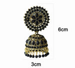 Thumbnail for Gold-Plated Alloy Black Rhinestones Studded Jhumki Earrings - The Pari - Distacart